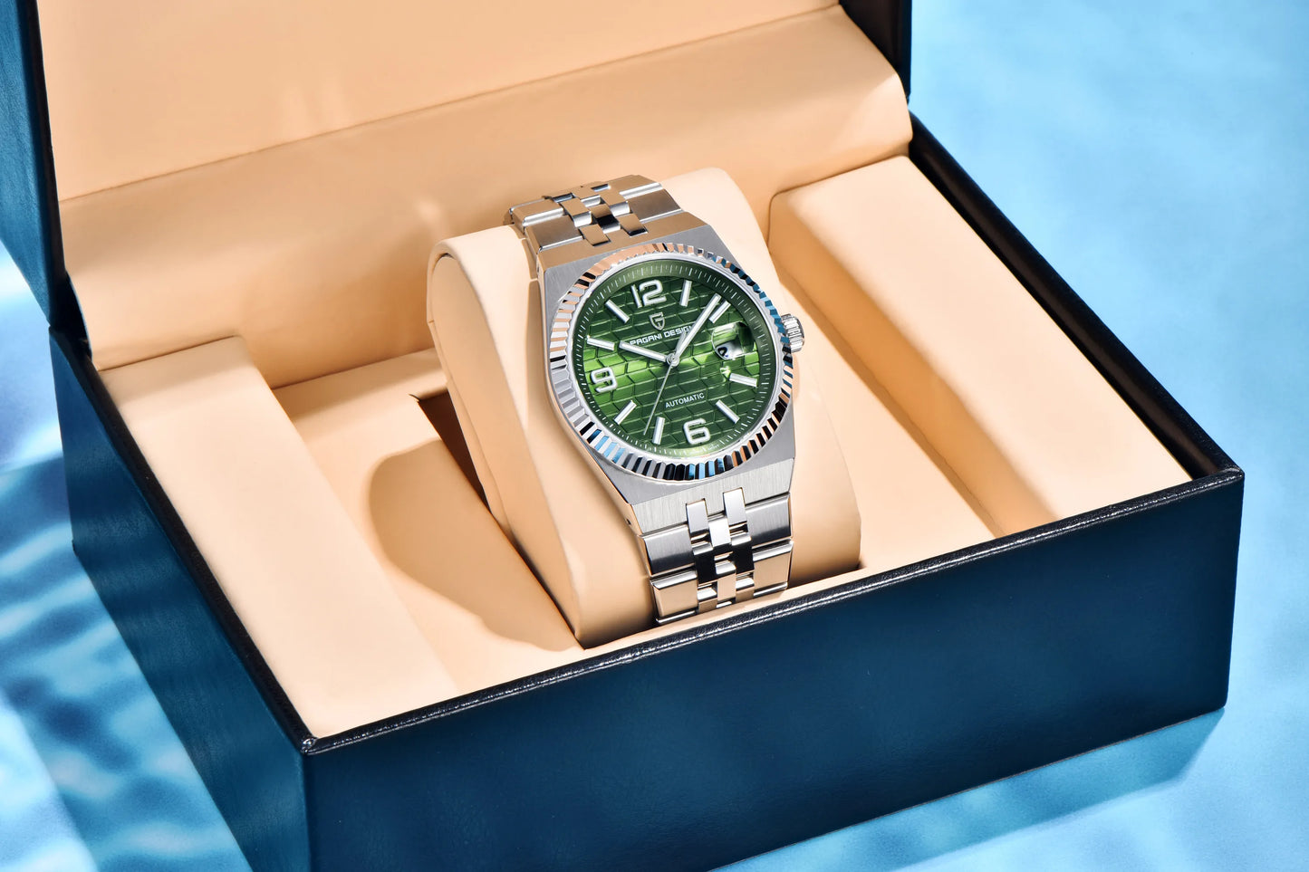 PAGANI DESIGN Men’s Automatic Luxury Watch,  Sapphire Crystal Stainless Steel Waterproof Mechanical Wristwatch with 3D Rhombus Dial