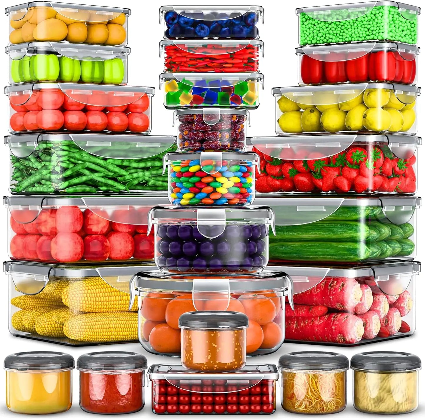 50 Pack 8 oz Plastic Food Containers with Lids, Leakproof & Microwave/Dishwasher/Freezer Safe, BPA Free for Meal Prep