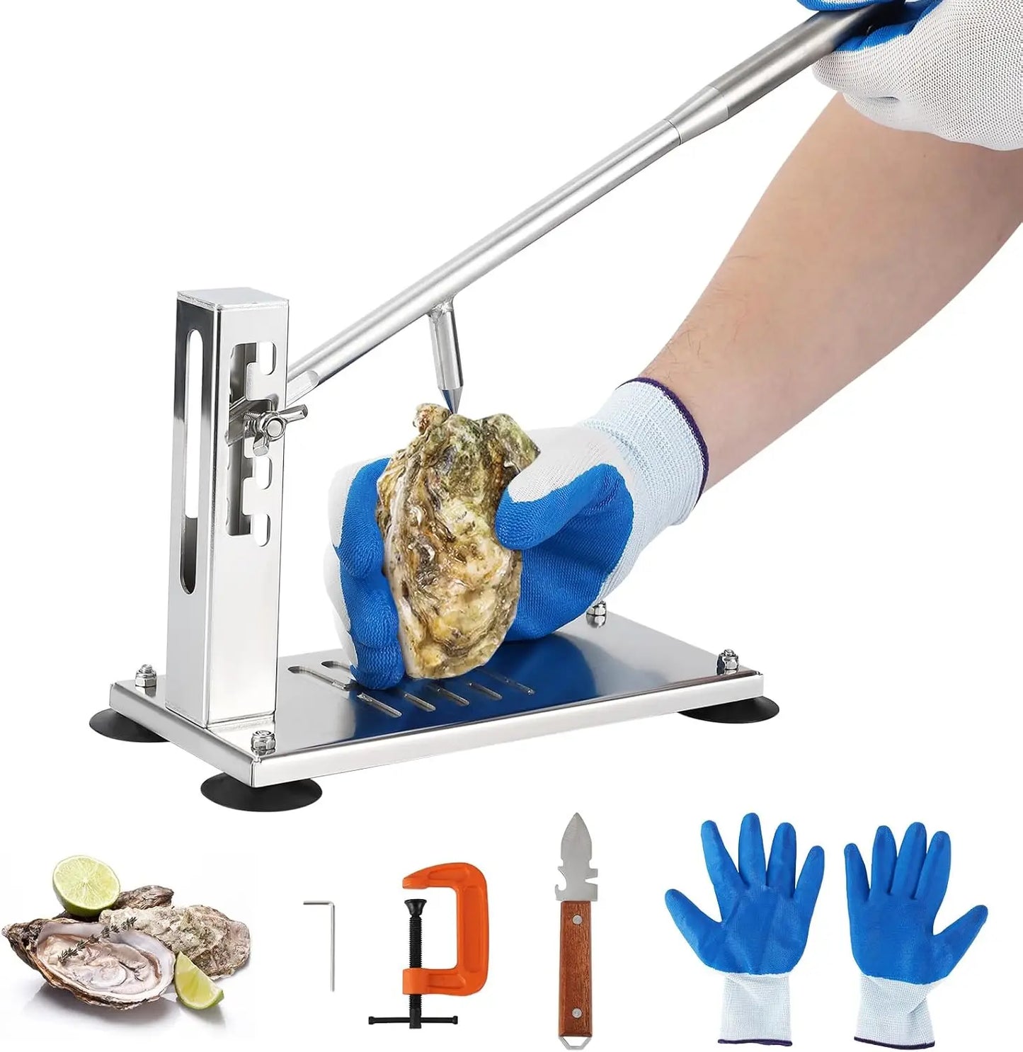 Stainless Steel Oyster & Clam Shucker Tool. Safe Shell Opening Machine