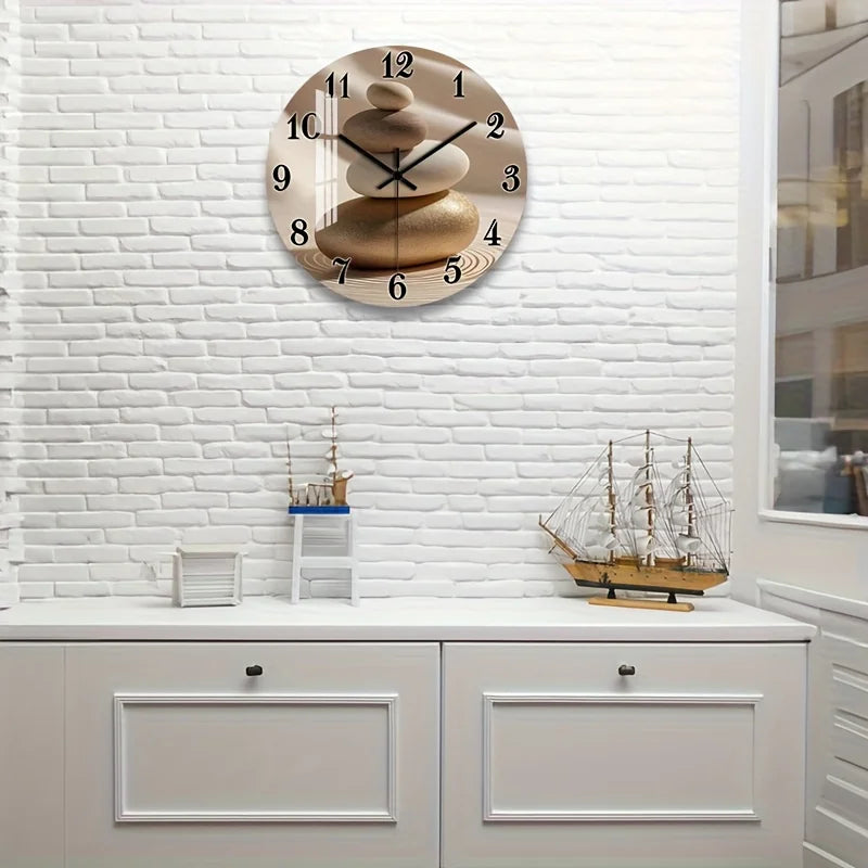 Modern Geometric Wall Clock – Wood-Look Design & Silent Style
