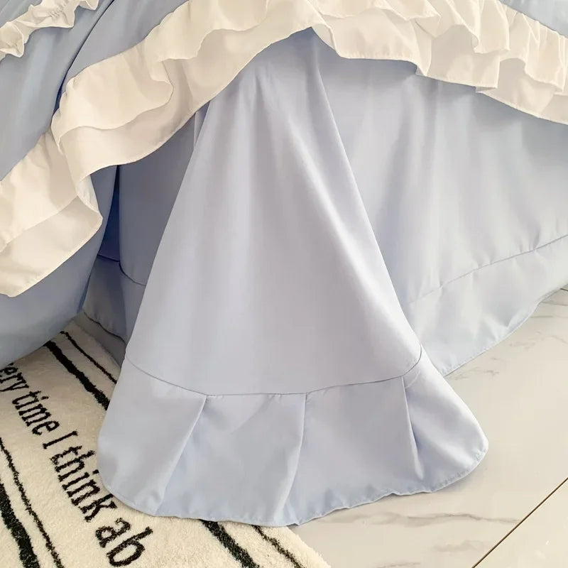 Elegant Ruffled Lace Bedding Set. Luxury Princess Style