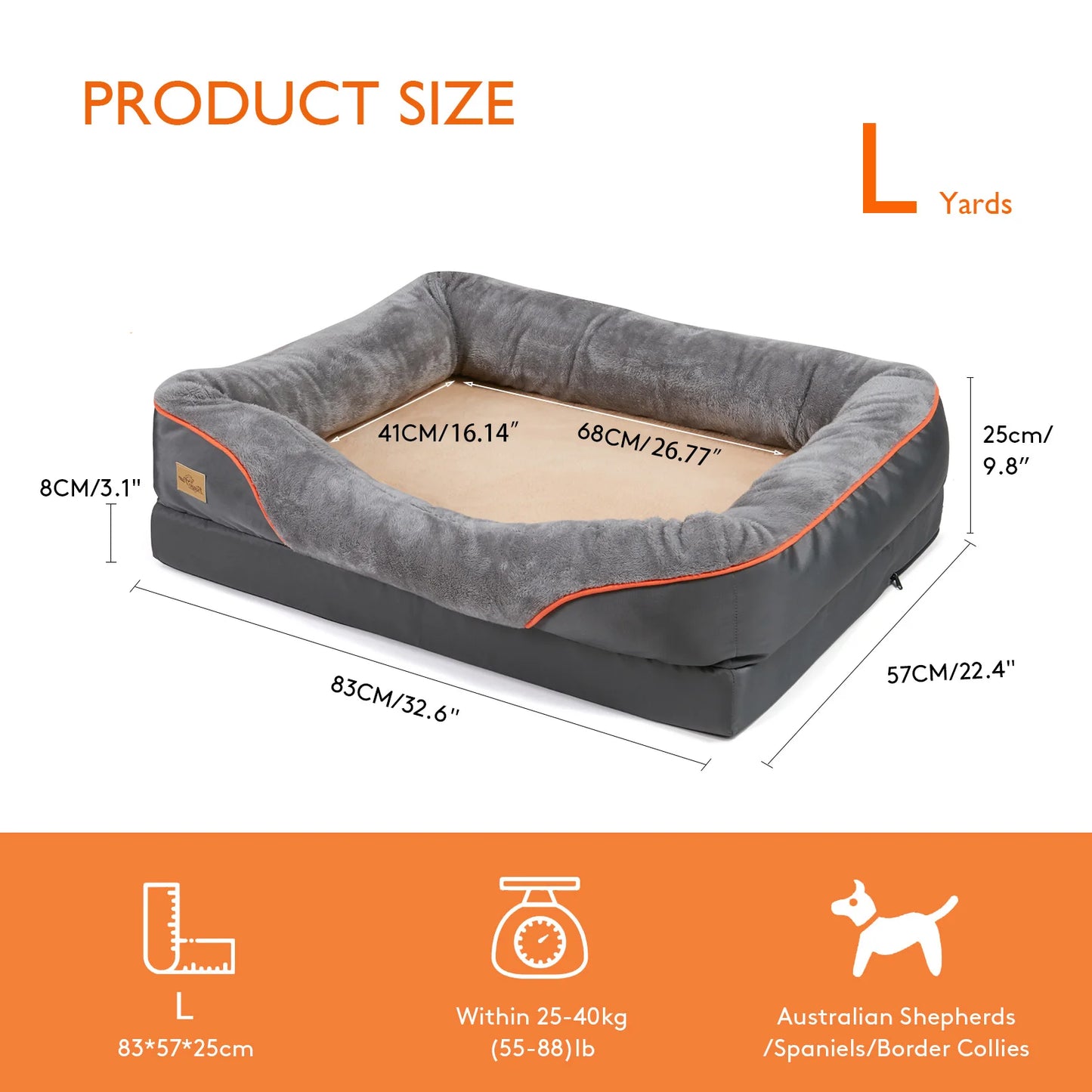 Large Orthopedic Dog Bed with Removable Washable Cover