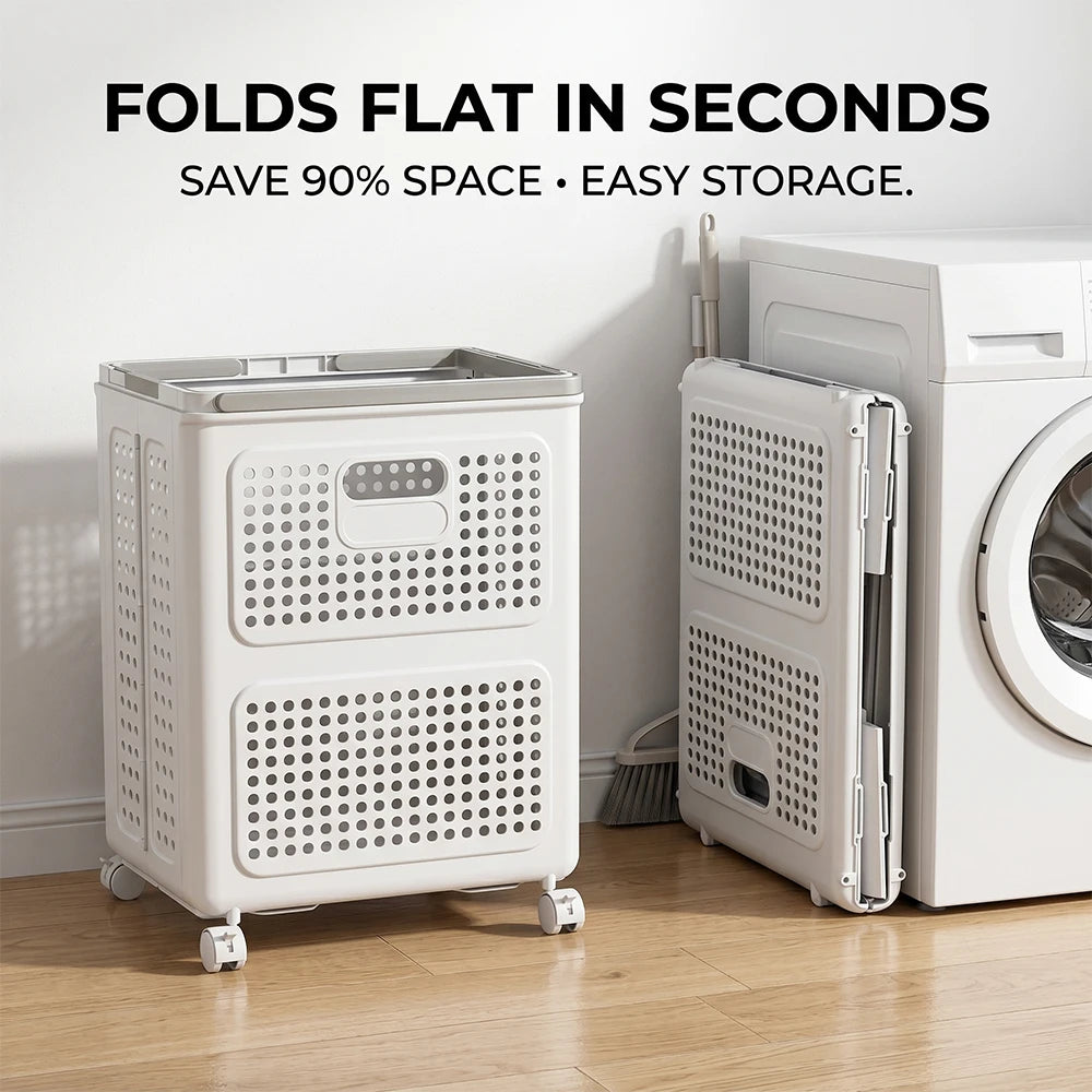 65L Collapsible Laundry Hamper. Large-Capacity Foldable Laundry Basket