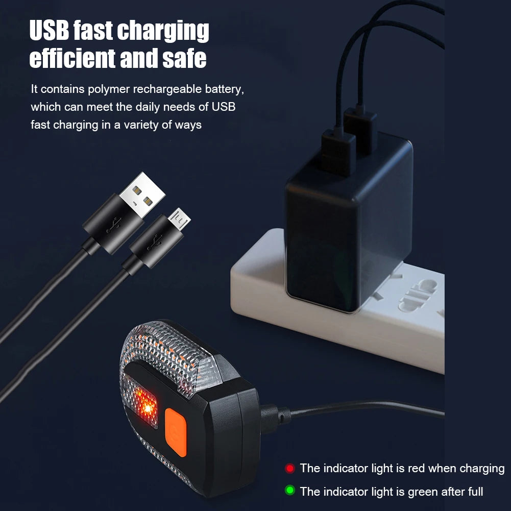 Bicycle Turn Signal Light With Remote USB Rechargeable Lamp