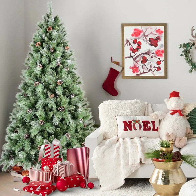 7FT Premium Artificial Christmas Tree with 1,348 Tips & 82 Pine Cones ,Realistic Holiday Décor