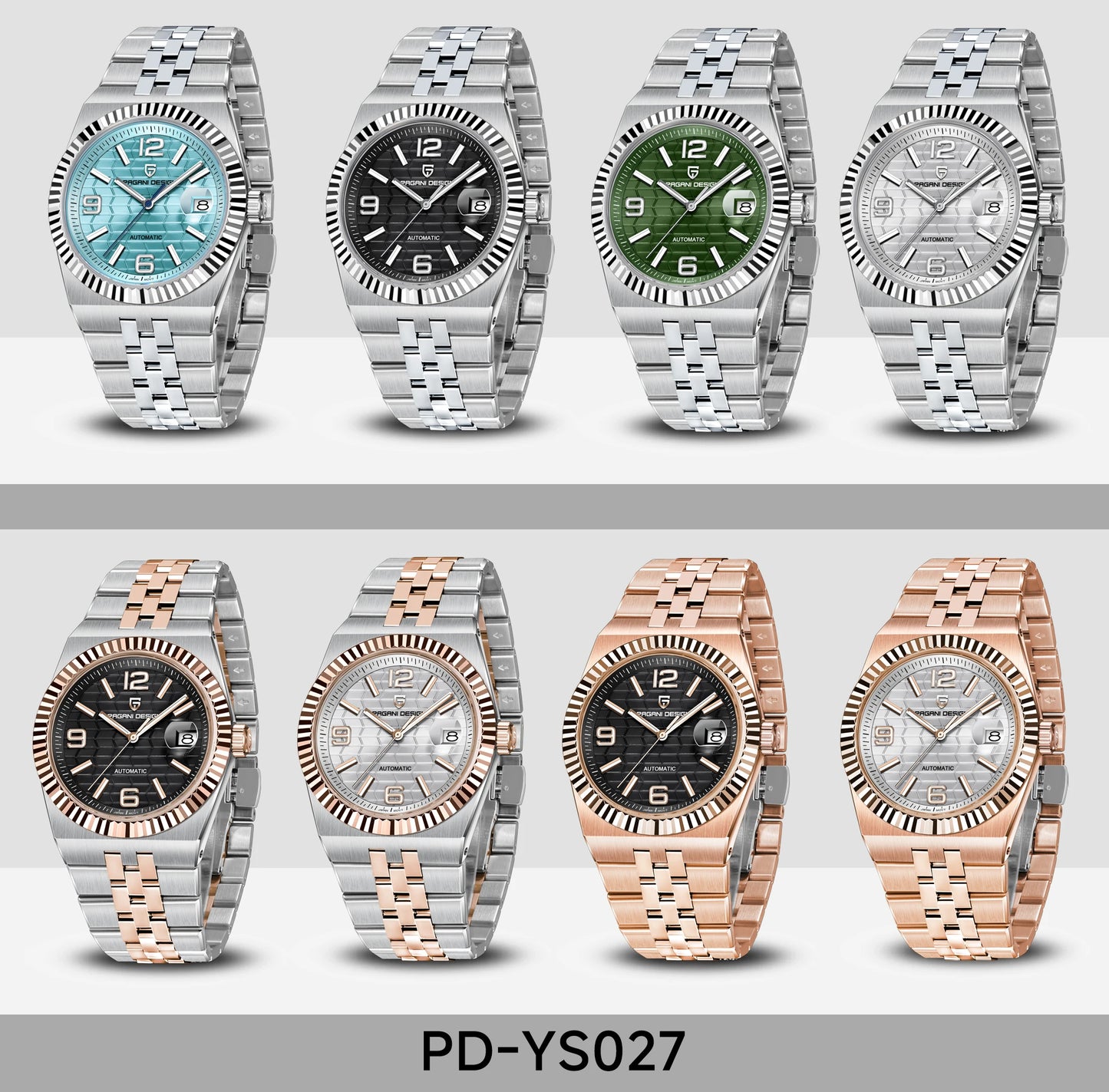 PAGANI DESIGN Men’s Automatic Luxury Watch,  Sapphire Crystal Stainless Steel Waterproof Mechanical Wristwatch with 3D Rhombus Dial