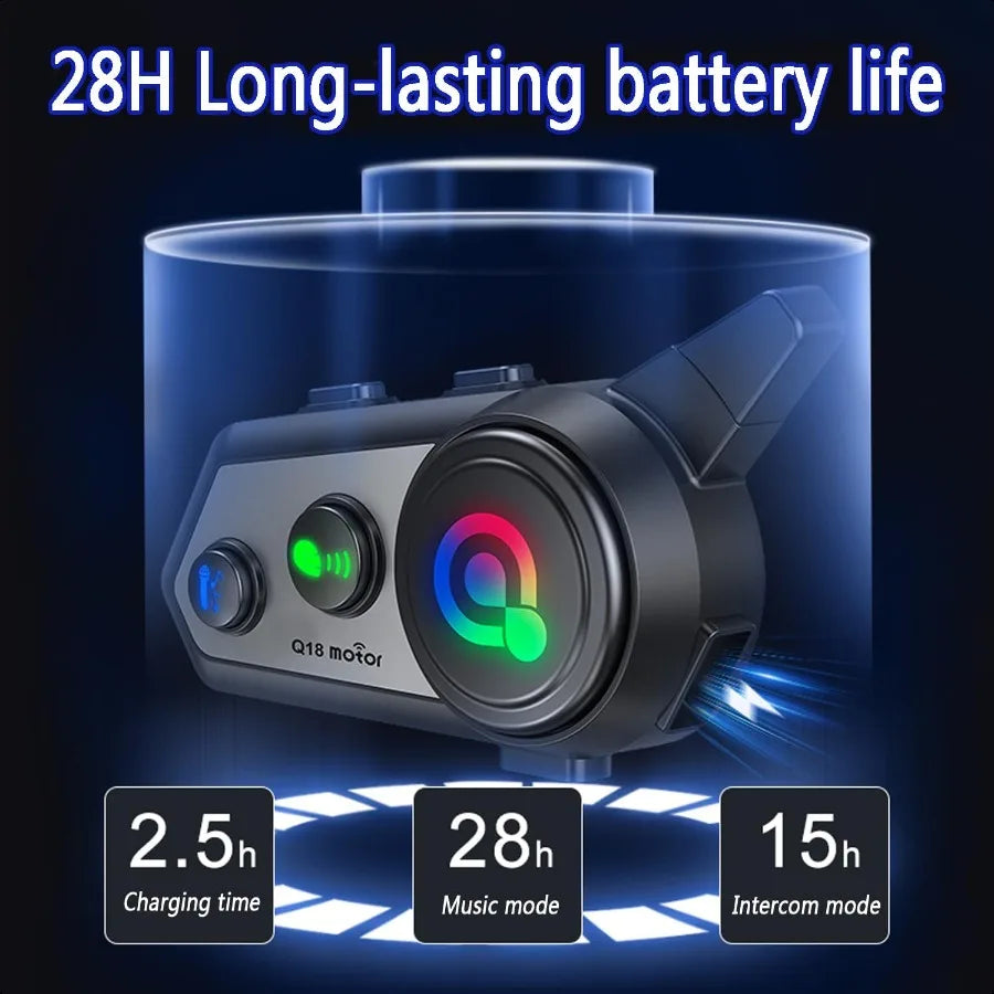 Motorcycle Bluetooth Headset Q18 Helmet Intercom 1000M