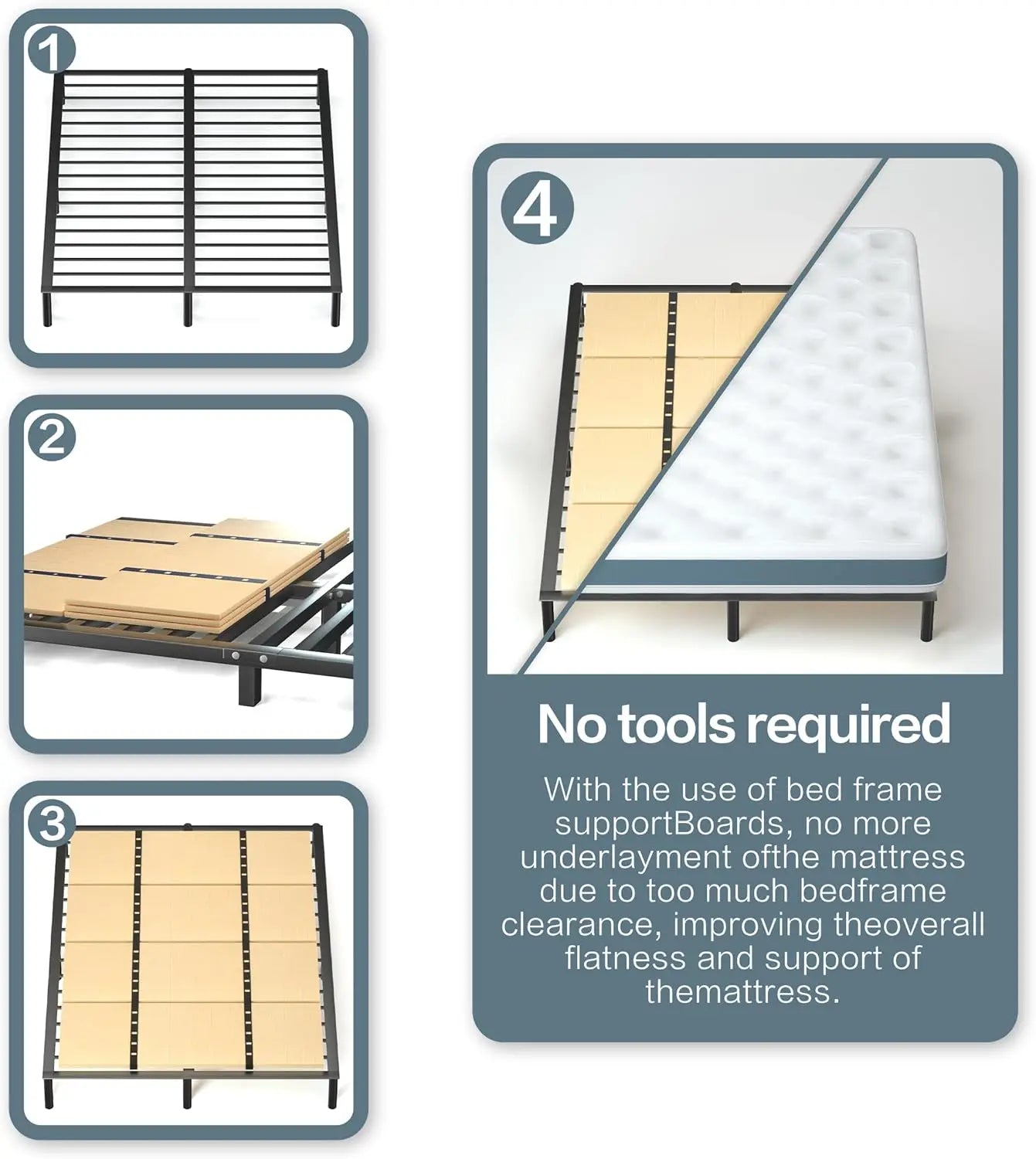 Queen Bunkie Board, Folding Bed Plate Support, 64 x 57 in, Blue, Brown