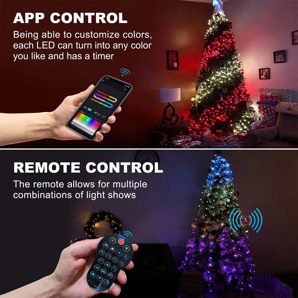 1.8/2.1M Smart RGB Fairy String Light Christmas Tree Light Bluetooth APP Control For Xmas tree Garland Decoration Festive Light