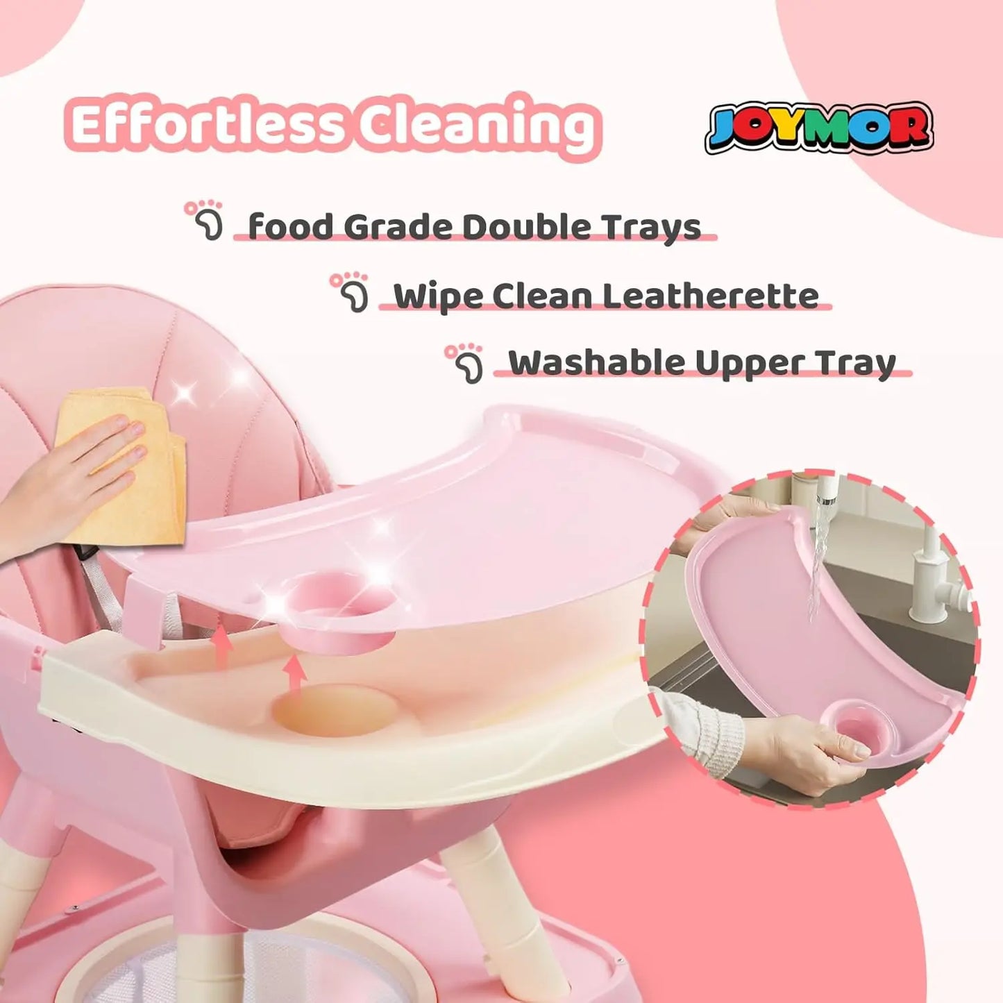 7-in-1 Convertible Baby High Chair & Toddler Feeding Chair with Storage Basket .