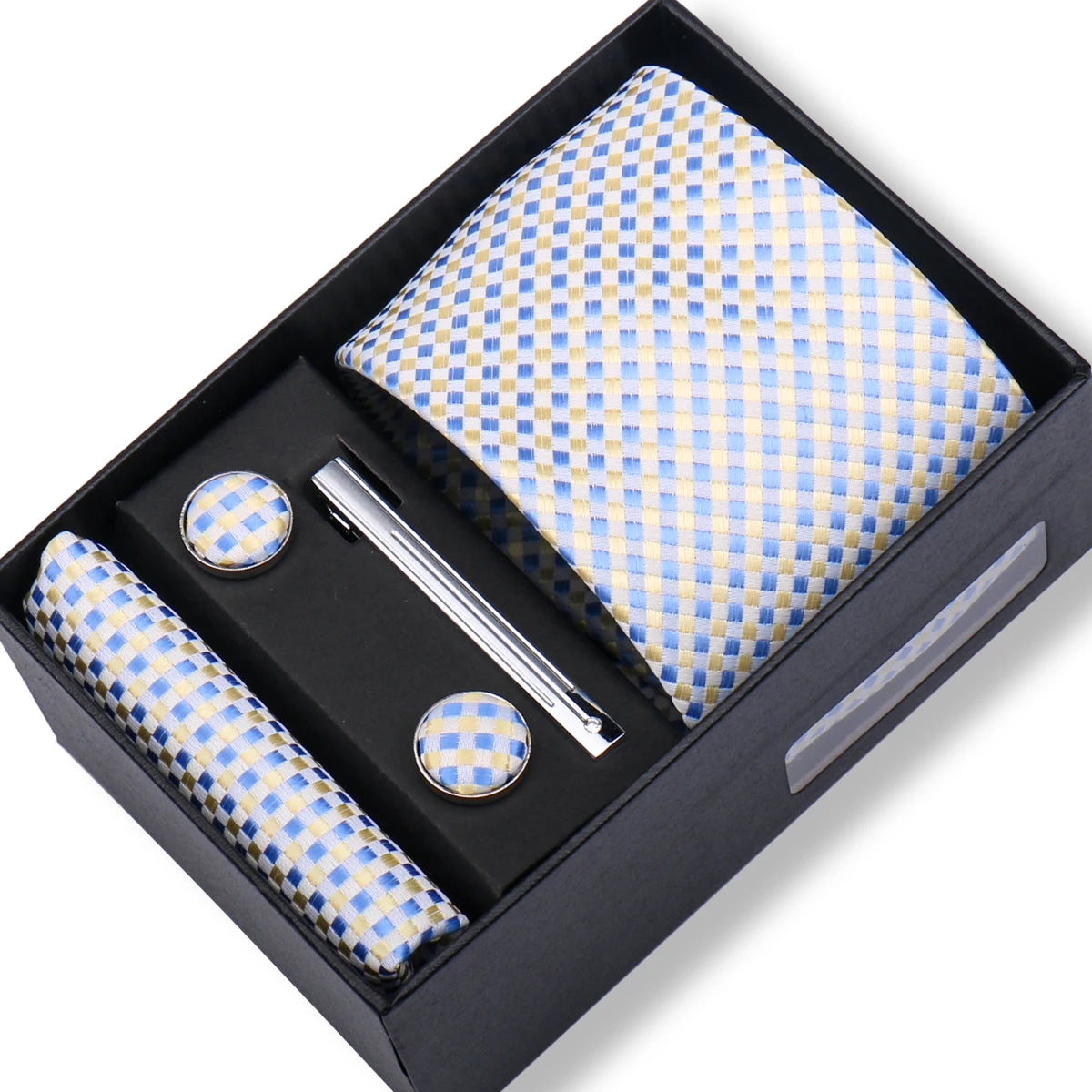 Tie Men With Box Top Quality Business Ties Hanky Cufflink Set Clips Green Necktie Corbatas For Men Wedding In Gift Box Gravatas