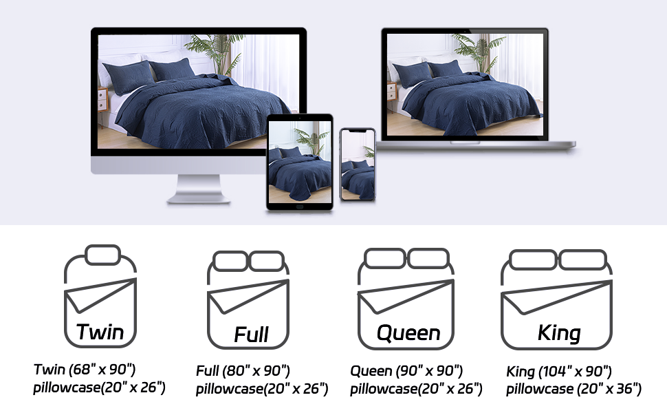 Soft Breathable Quilt Bedding Set.Modern Embossed Bedspread Collection
