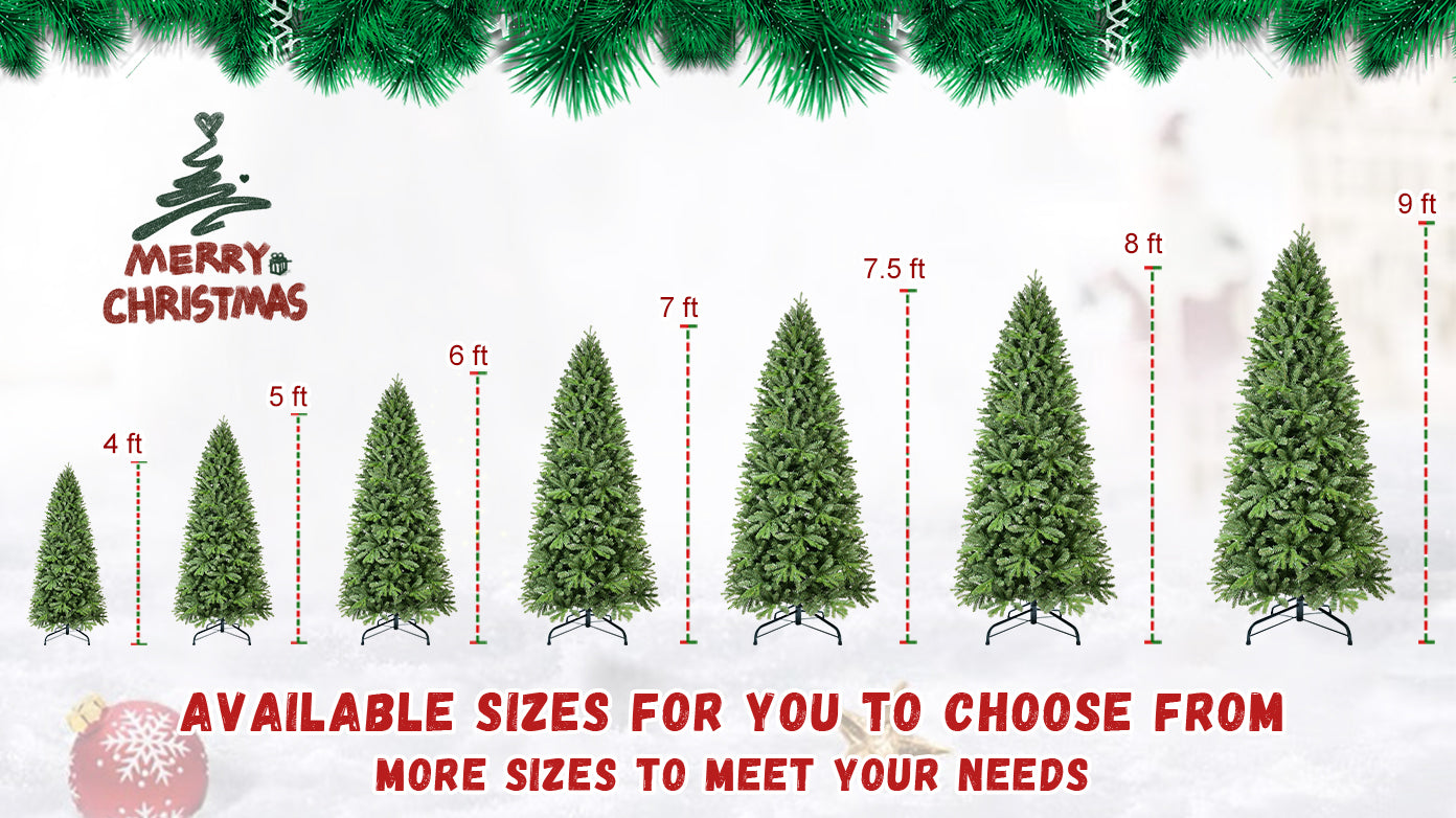 7FT Pre-Lit Artificial Christmas Tree with 400 Warm White LED Lights, 1,375 Tips & PVC/PE Mixed Branches . Premium Holiday Tree
