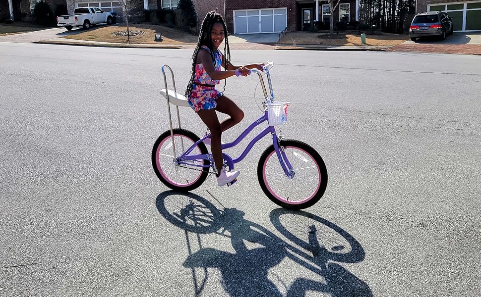 JOYSTAR 20 Inch Girls Bicycle with Training Wheels .Banana Seat Cruiser Bike for Kids Ages 6–12