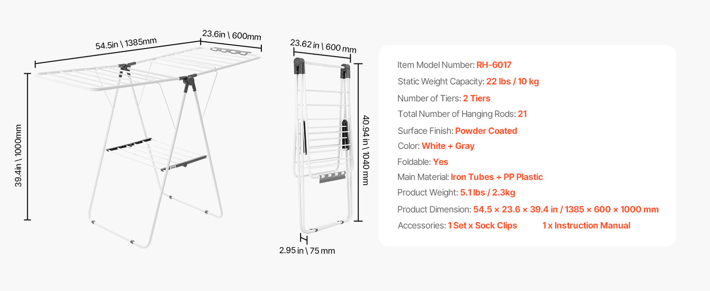 Foldable Clothes Drying Rack. Freestanding Laundry Drying Stand for Indoor & Outdoor Clothes Air Drying