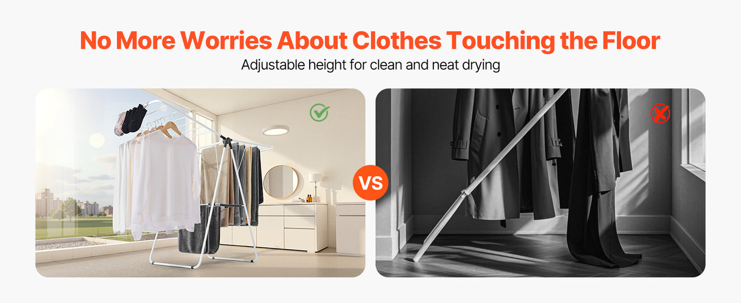 Foldable Clothes Drying Rack. Freestanding Laundry Drying Stand for Indoor & Outdoor Clothes Air Drying