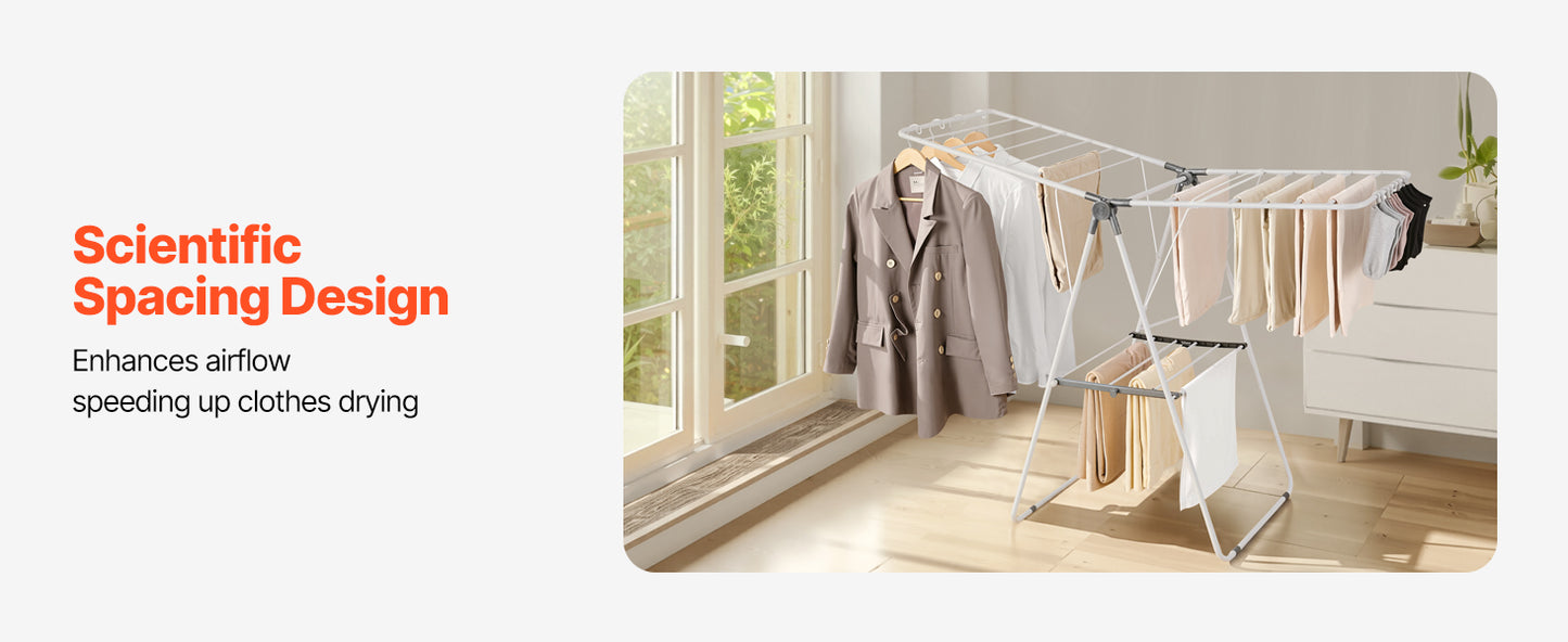 Foldable Clothes Drying Rack. Freestanding Laundry Drying Stand for Indoor & Outdoor Clothes Air Drying