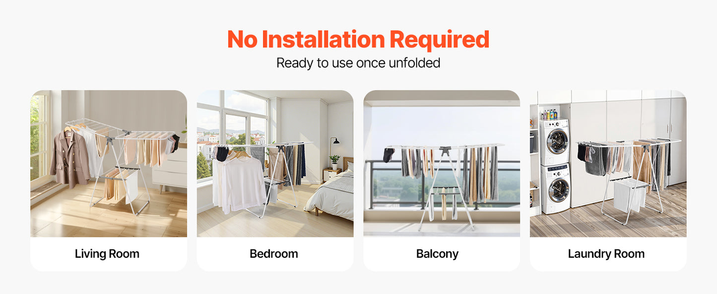 Foldable Clothes Drying Rack. Freestanding Laundry Drying Stand for Indoor & Outdoor Clothes Air Drying