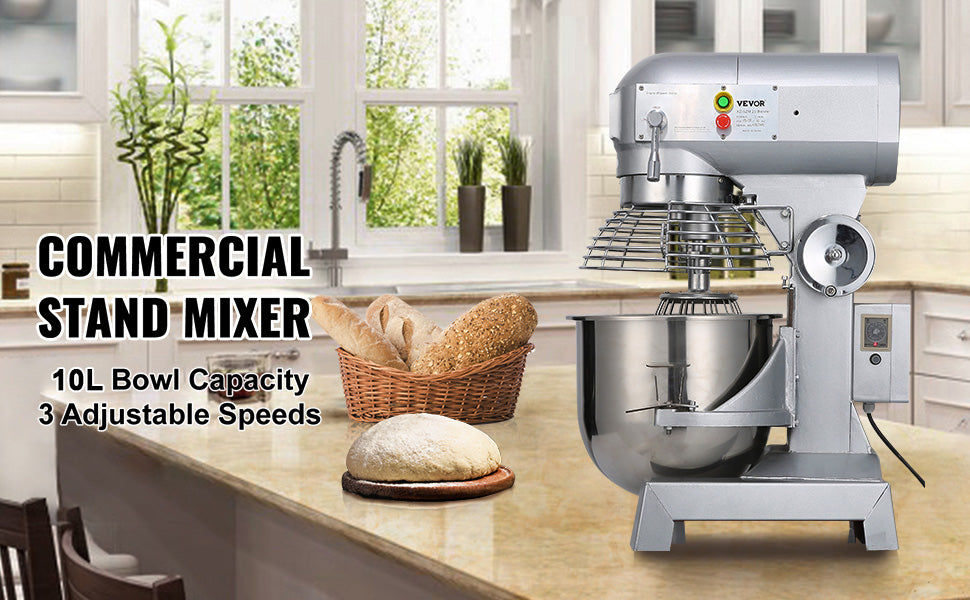 SucceBuy 10-30L Electric Dough Machine Stainless Steel Commercial Cream Egg Whisk Mixer Processor Kitchen Food Stand Blender
