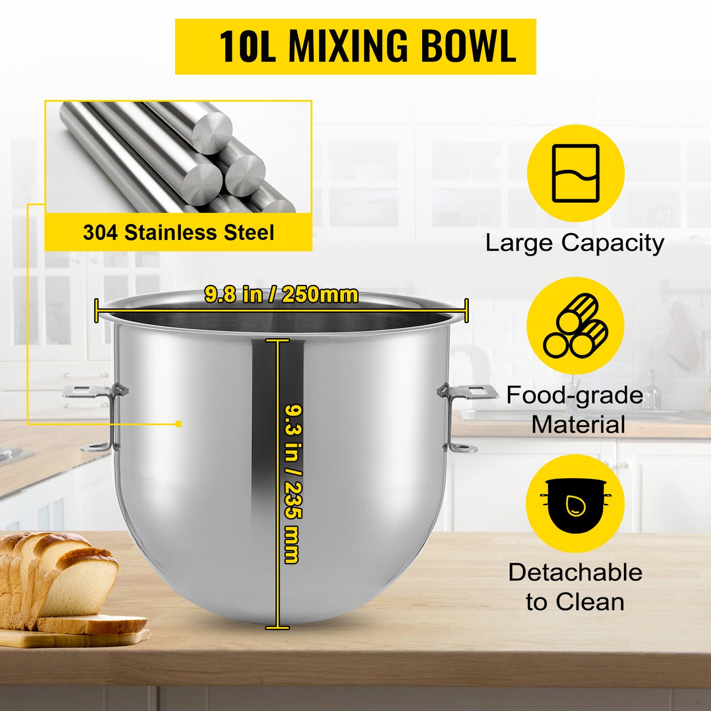 SucceBuy 10-30L Electric Dough Machine Stainless Steel Commercial Cream Egg Whisk Mixer Processor Kitchen Food Stand Blender