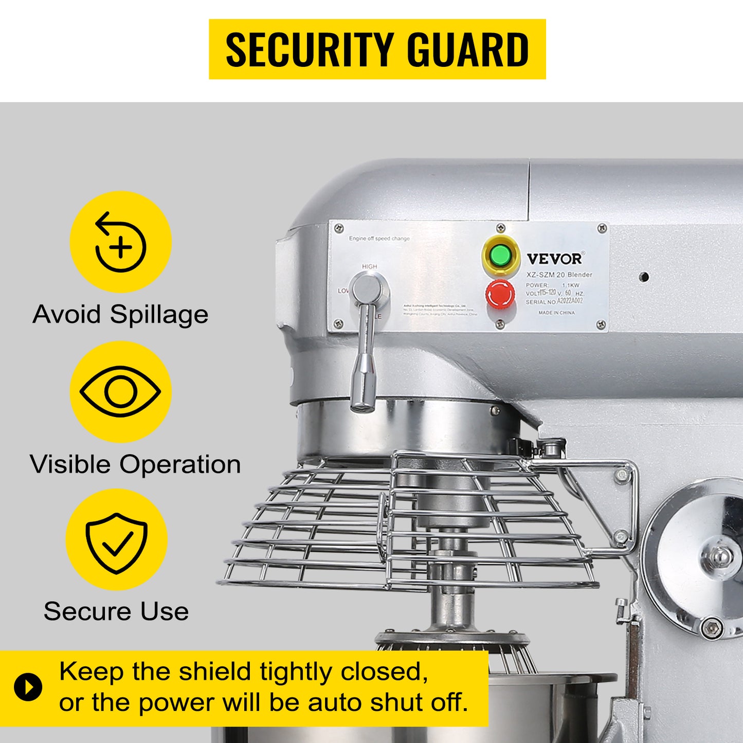 SucceBuy 10-30L Electric Dough Machine Stainless Steel Commercial Cream Egg Whisk Mixer Processor Kitchen Food Stand Blender
