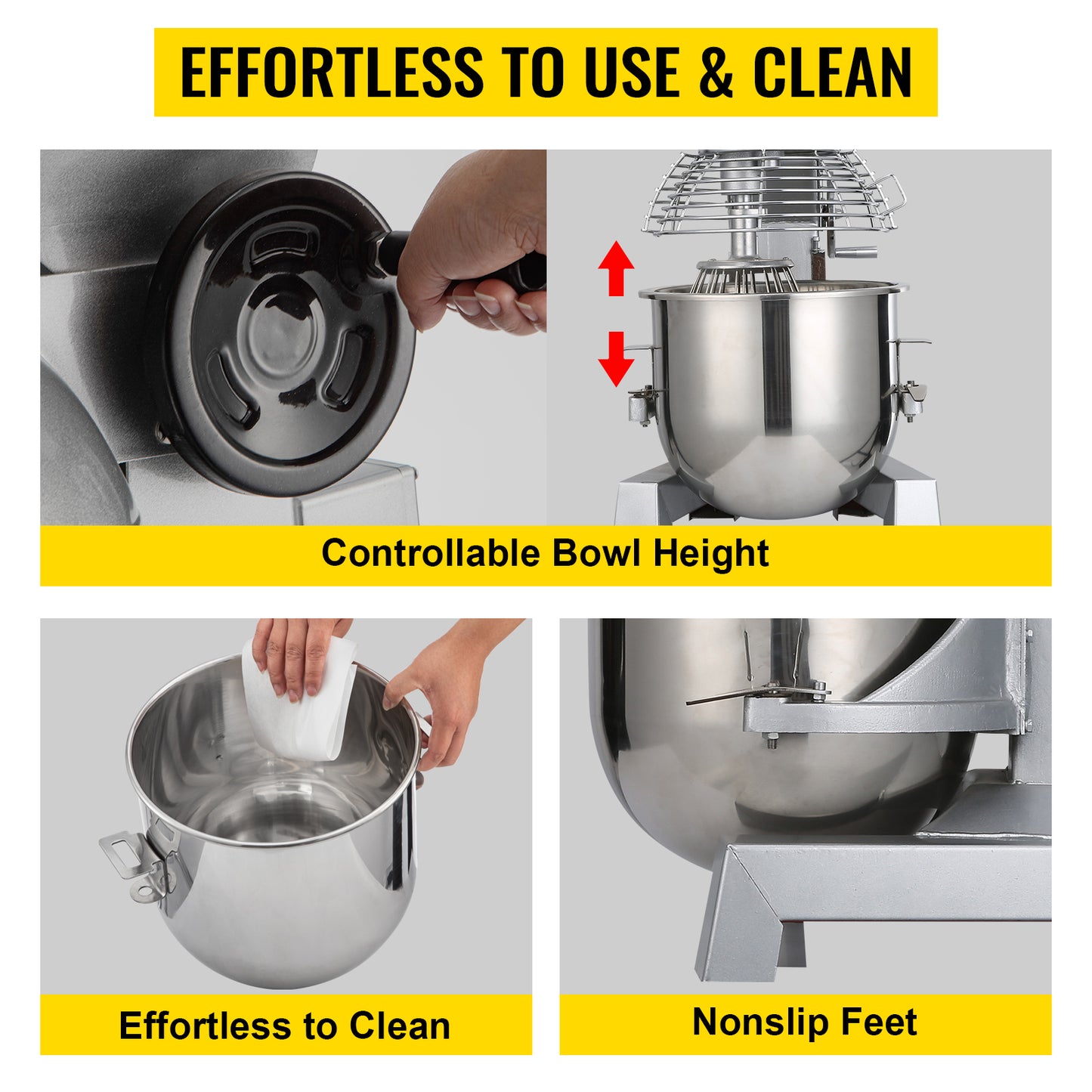 SucceBuy 10-30L Electric Dough Machine Stainless Steel Commercial Cream Egg Whisk Mixer Processor Kitchen Food Stand Blender