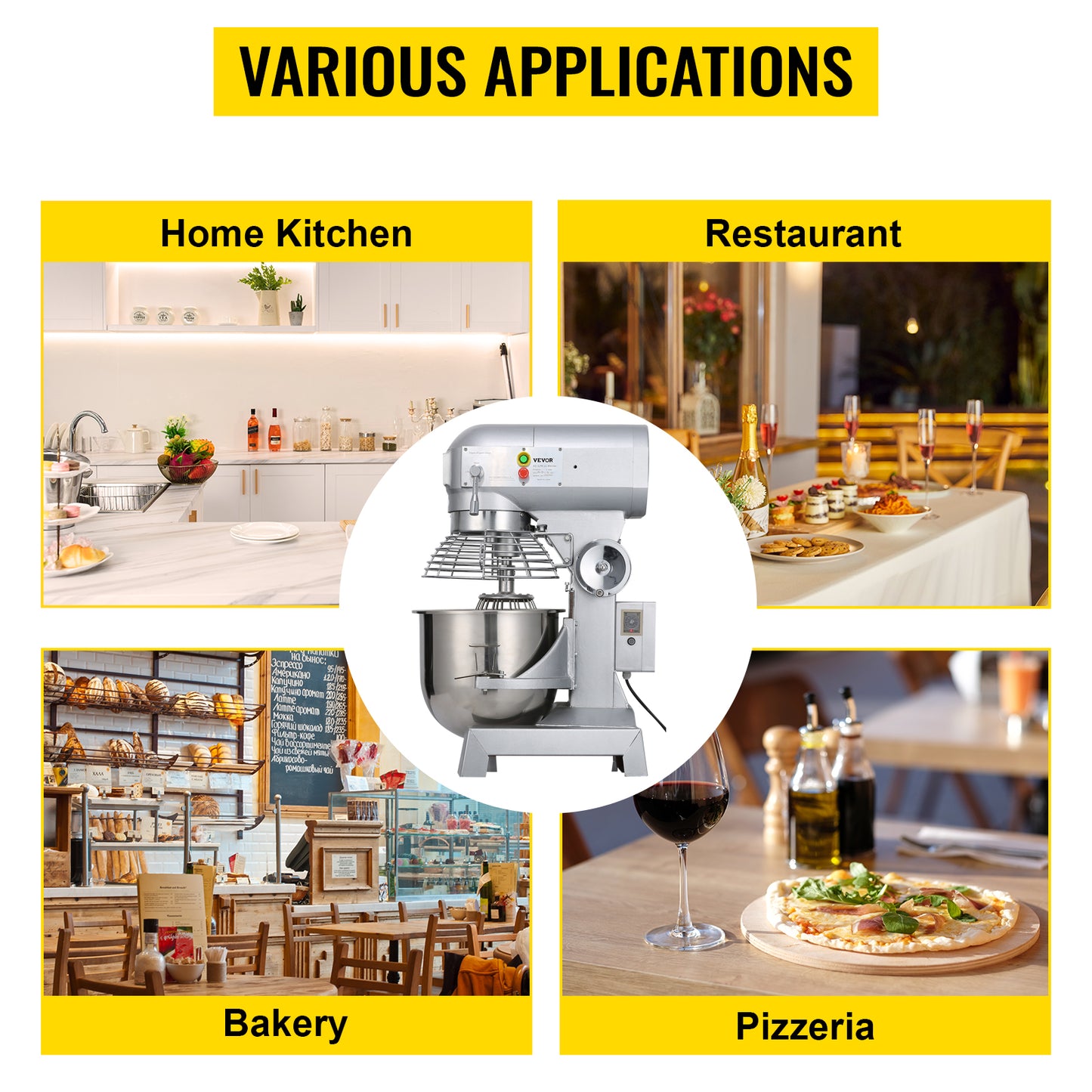 SucceBuy 10-30L Electric Dough Machine Stainless Steel Commercial Cream Egg Whisk Mixer Processor Kitchen Food Stand Blender