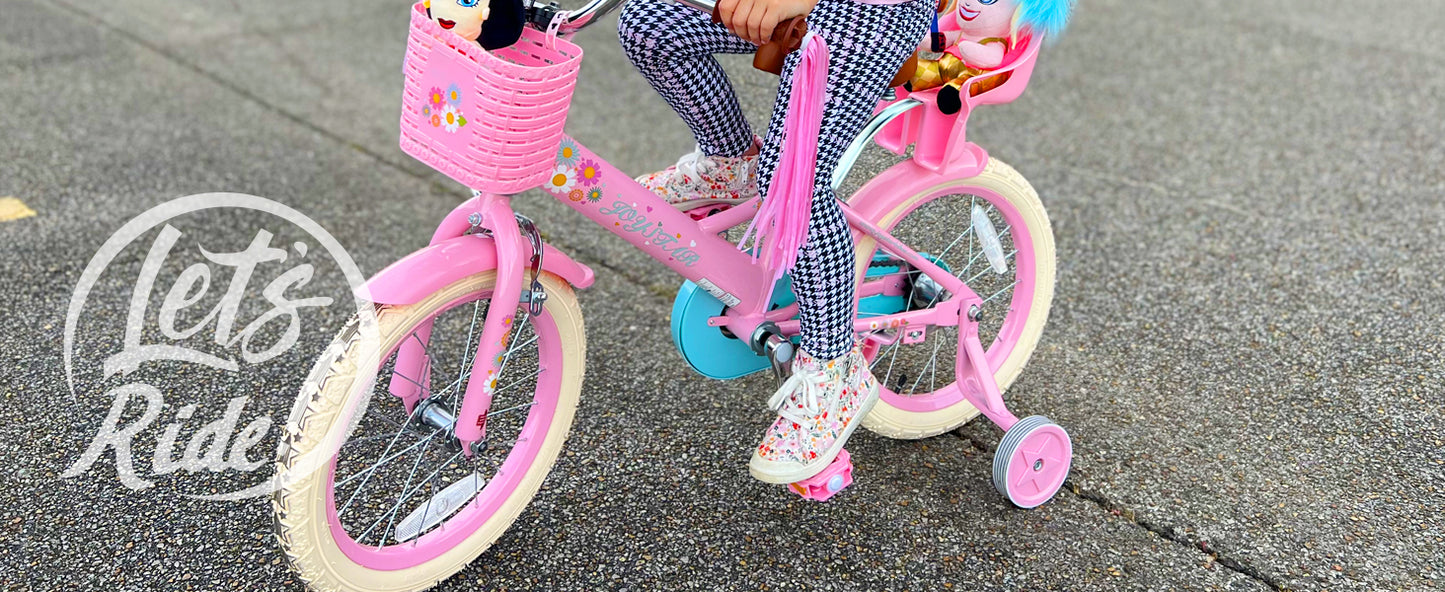 Girls Daisy Kids Bike with Training Wheels . Adjustable Bicycle for Ages 2–7