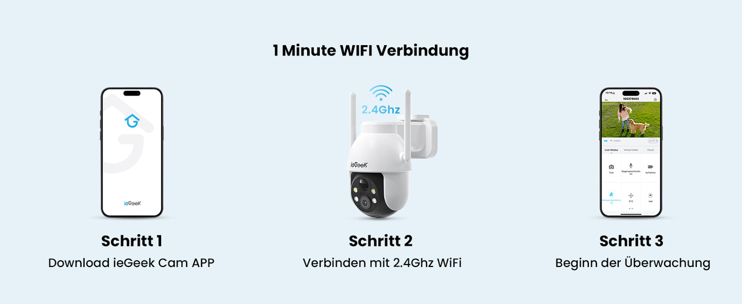 ieGeek 2K 3MP 360° PTZ HD Outdoor Solar Surveillance Camera,  Outdoor Battery  with PIR Motion Sensor, Colour Night Vision