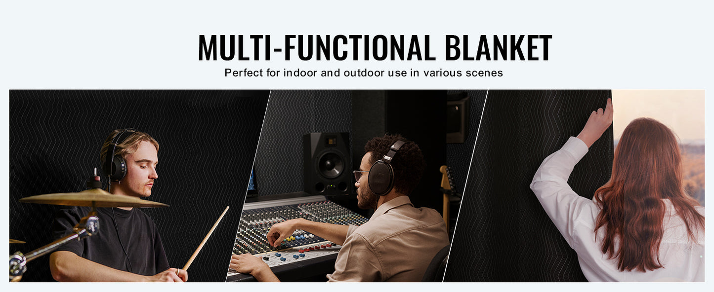 SucceBuy 96" x 80" Sound Dampening Blanket Studio Grommeted with Grommets Light Blocker for Door Acoustic Noise Blocking Blanket